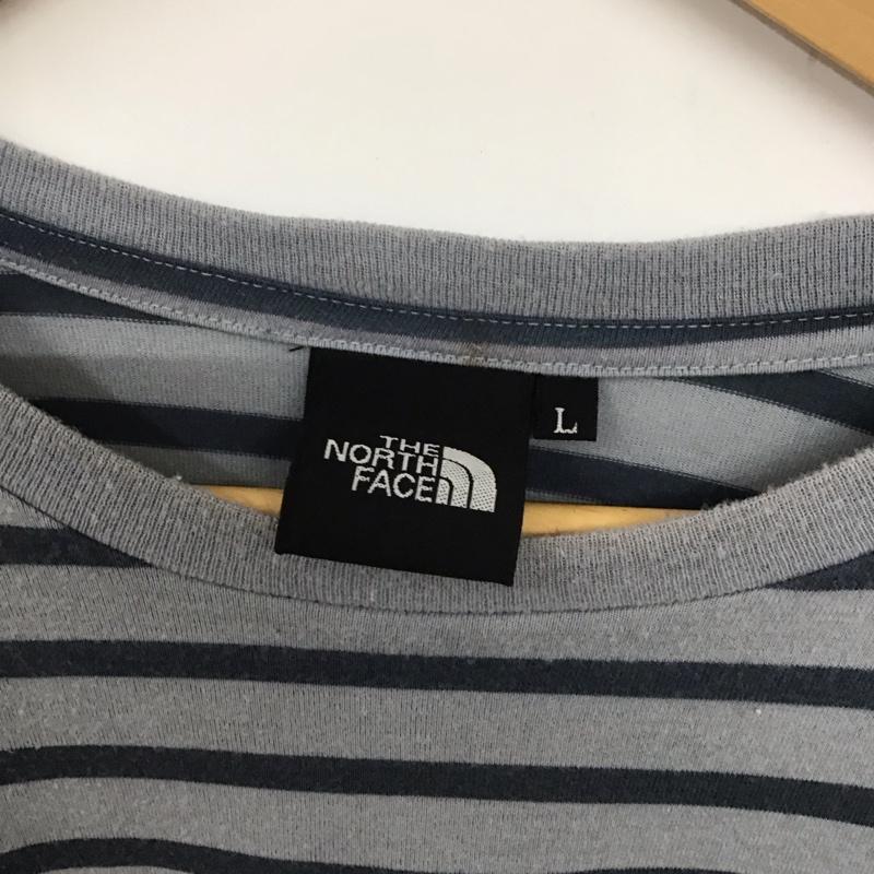 ザノースフェイス THE NORTH FACE カットソー 長袖 nt30123 長袖カットソー プリントカットソー クルーネック L ボーダー柄 紺 / ネイビー /  メンズ USED 古着 中古 10133622