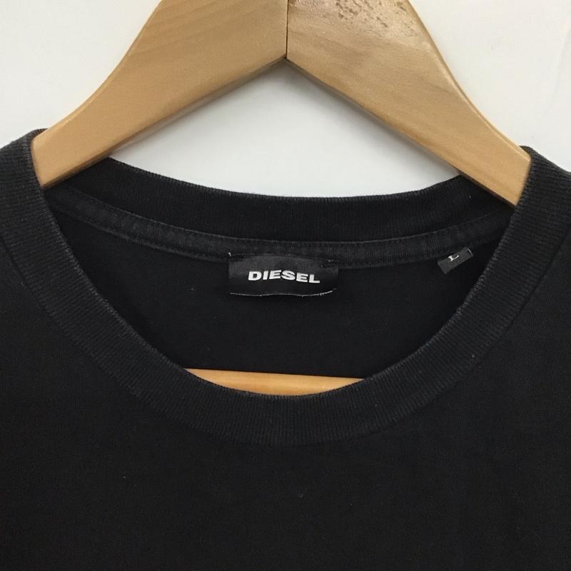 ディーゼル DIESEL Tシャツ 半袖 半袖カットソー プリントTシャツ クルーネックカットソー L ロゴ、文字 黒 / ブラック /  メンズ USED 古着 中古 10130277