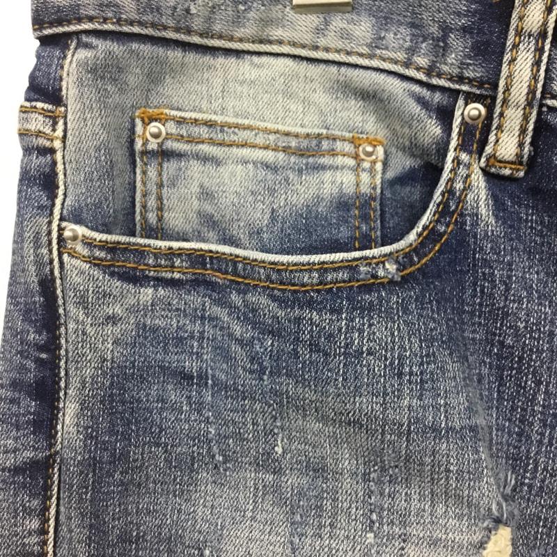 ミニマル mnml パンツ デニム、ジーンズ 裾ファスナー ストレッチ 36 ダメージ加工 青 / ブルー /  メンズ USED 古着 中古 10115685