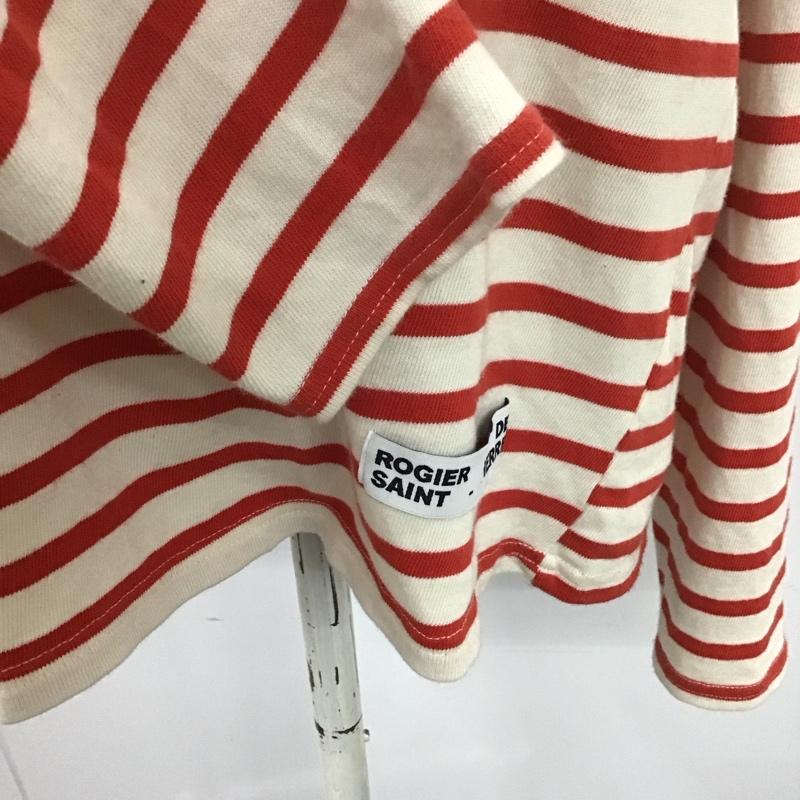 ザラ ZARA カットソー 長袖 0858 103 601 クルーネック ロンT M ボーダー柄 赤 / レッド / X オフホワイト / オフホワイト /  レディース USED 古着 中古 10113460