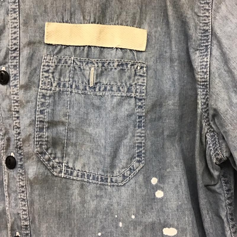 クラクト CLUCT シャツ、ブラウス 長袖 長袖デニムシャツ カラーシャツ 長袖シャツ L ダメージ加工 インディゴ / インディゴ /  メンズ USED 古着 中古 10140726