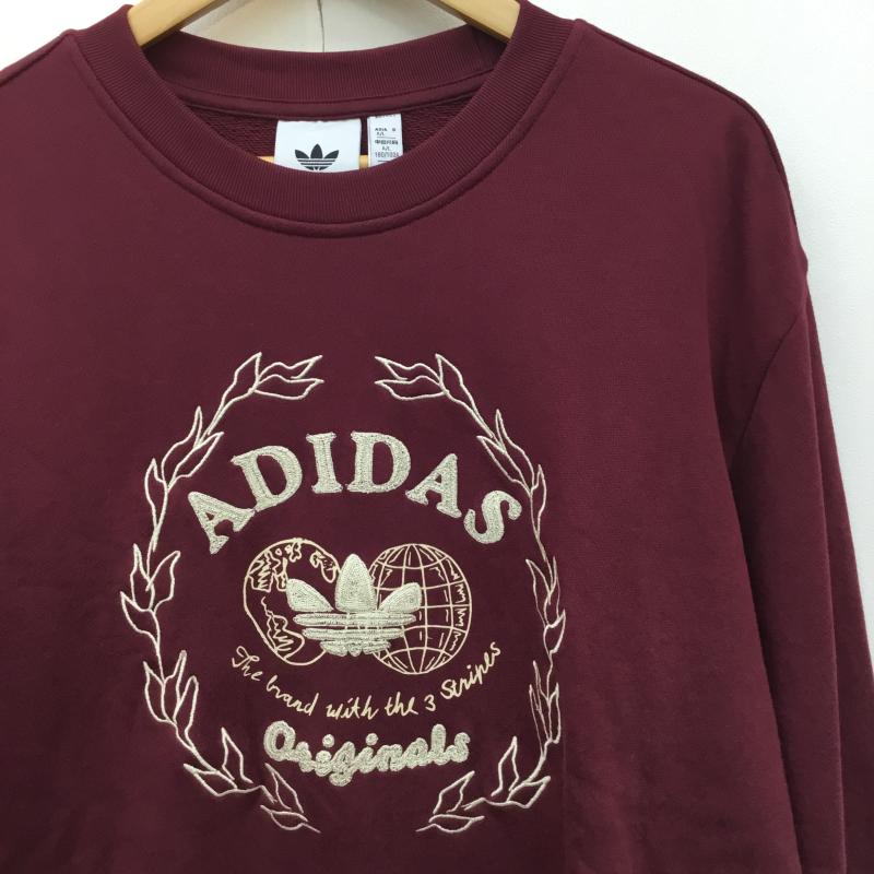アディダス adidas トレーナー 長袖 adidas アディダス U HTA CREW(カレッジ) スウェット IC5770 SHARED XL ロゴ、文字 えんじ / ワインレッド /  メンズ USED 古着 中古 10140930