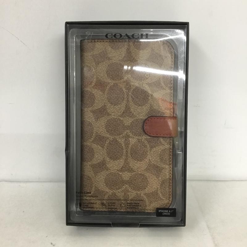 コーチ COACH ファッション小物 ファッション小物 CIPH-122-SCTAN 手帳型 iPhoneケース iPhone 14 Plus Folio Case ロゴ、文字 茶 / ブラウン / X ベージュ / ベージュ /  レディース USED 古着 中古 10138332