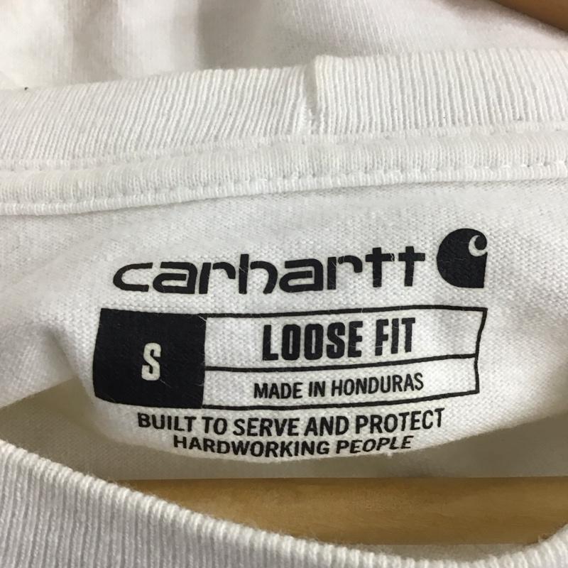 カーハート Carhartt カットソー 長袖 長袖カットソー プリントカットソー クルーネック S ロゴ、文字 白 / ホワイト /  メンズ USED 古着 中古 10141677
