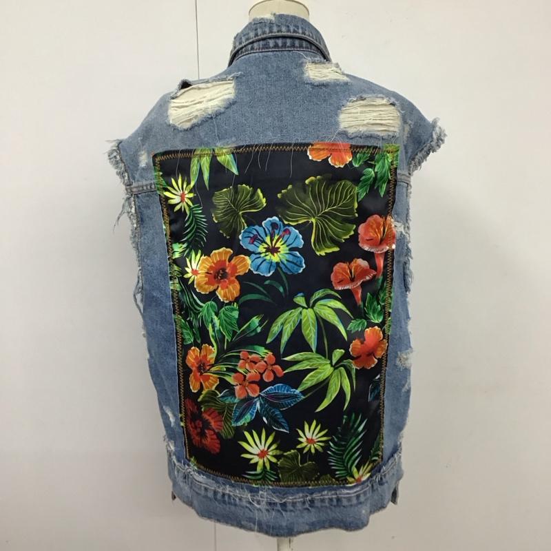 ザラ ZARA ベスト ベスト デニム 2 ダメージ加工 青 / ブルー /  レディース USED 古着 中古 10114454