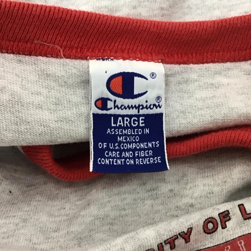 チャンピオン Champion Tシャツ 半袖 半袖カットソー プリントTシャツ クルーネックカットソー L ロゴ、文字 灰 / グレー /  メンズ USED 古着 中古 10127128