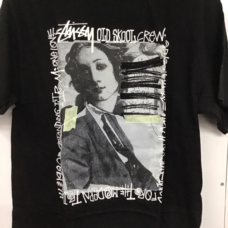 ステューシー STUSSY Tシャツ 半袖 半袖カットソー プリントTシャツ クルーネックカットソー M プリント 黒 / ブラック /  メンズ USED 古着 中古 10141375