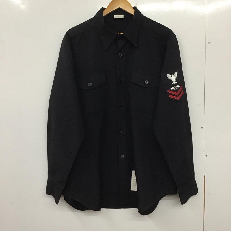 ミリタリー ミリタリー シャツ、ブラウス 長袖 長袖シャツ ミリタリーシャツ カラーシャツ ロゴ、文字 黒 / ブラック /  メンズ USED 古着 中古 10140673