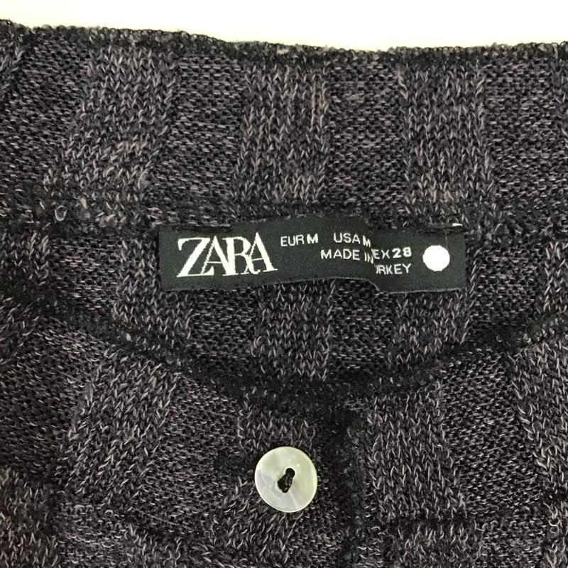 ザラ ZARA カーディガン 長袖 5039 620 824 クルーネック リブ M 無地 紺 / ネイビー /  レディース USED 古着 中古 10118397