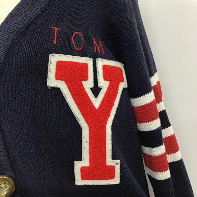 トミー TOMMY カーディガン 長袖 23-4331203-040 コットン Vネック NY M ロゴ、文字 紺 / ネイビー /  レディース USED 古着 中古 10116758