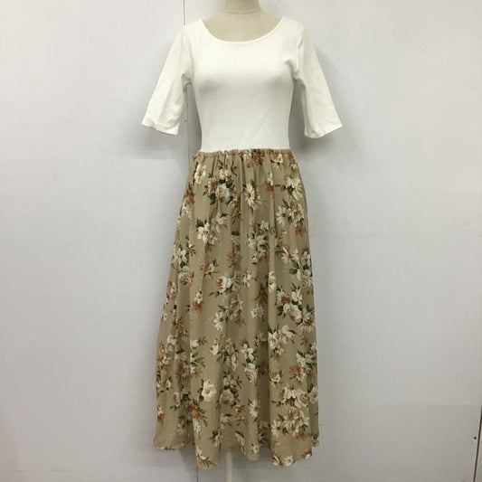 ダズリン dazzlin ワンピース ロングスカート 021750302701 マキシカットコンビ花柄ワンピース 半袖ロングワンピース フレアスカート FREE 花柄 X 総柄 白 / ホワイト / X ベージュ / ベージュ /  レディース USED 古着 中古 10105915