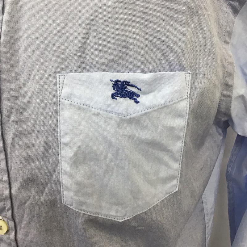 バーバリーブラックレーベル BURBERRY BLACK LABEL シャツ、ブラウス 長袖 長袖シャツ カラーシャツ ポケットシャツ 長袖カットソー 3 ロゴ、文字 水色 / ライトブルー /  メンズ USED 古着 中古 10114629