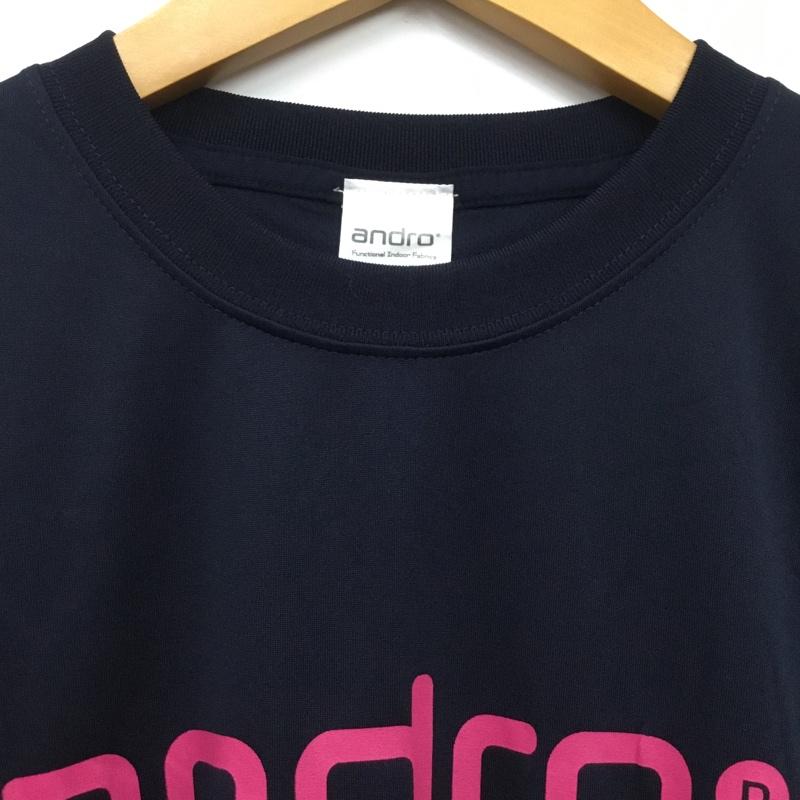アンドロ andro Tシャツ 半袖 30570312 ナパT 160 キッズ タグ付き 卓球ウェア スポーツウェア 160cm ロゴ、文字 紺 / ネイビー / X 桃 / ピンク /  ガールズ USED 古着 中古 10135659