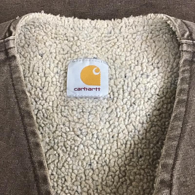 カーハート Carhartt ベスト ベスト ジップアップベスト ボア裏地 ノースリーブカットソー ロゴ、文字 茶 / ブラウン /  メンズ USED 古着 中古 10112074