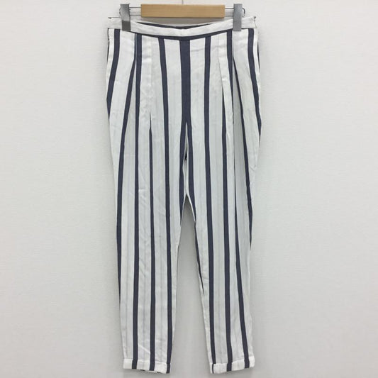 ザラベーシック ZARA BASIC パンツ スラックス XS ストライプ 白 / ホワイト / X 青 / ブルー /  レディース USED 古着 中古 10000233