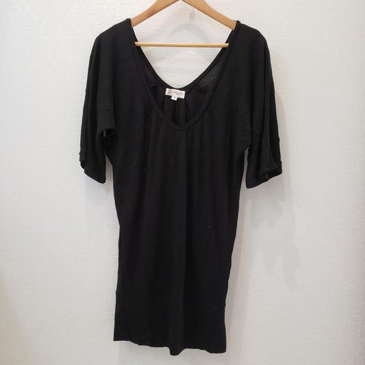 ミッシェル・クラン MICHEL KLEIN カットソー 半袖 38 無地 黒 / ブラック /  レディース USED 古着 中古 10001907