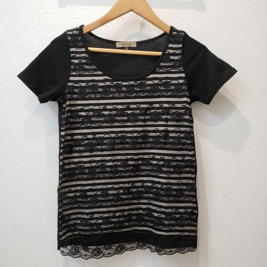 プロポーションボディドレッシング PROPORTION BODY DRESSING カットソー 半袖 3 ボーダー柄 黒 / ブラック / X ベージュ / ベージュ /  レディース USED 古着 中古 10001951