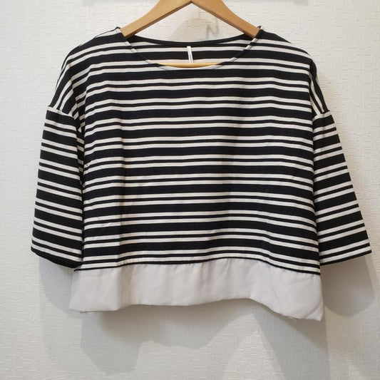 マルレーヌ ジョベル MARLENE JOBERT カットソー 半袖 M ボーダー柄 白 / ホワイト / X 黒 / ブラック /  レディース USED 古着 中古 10003030