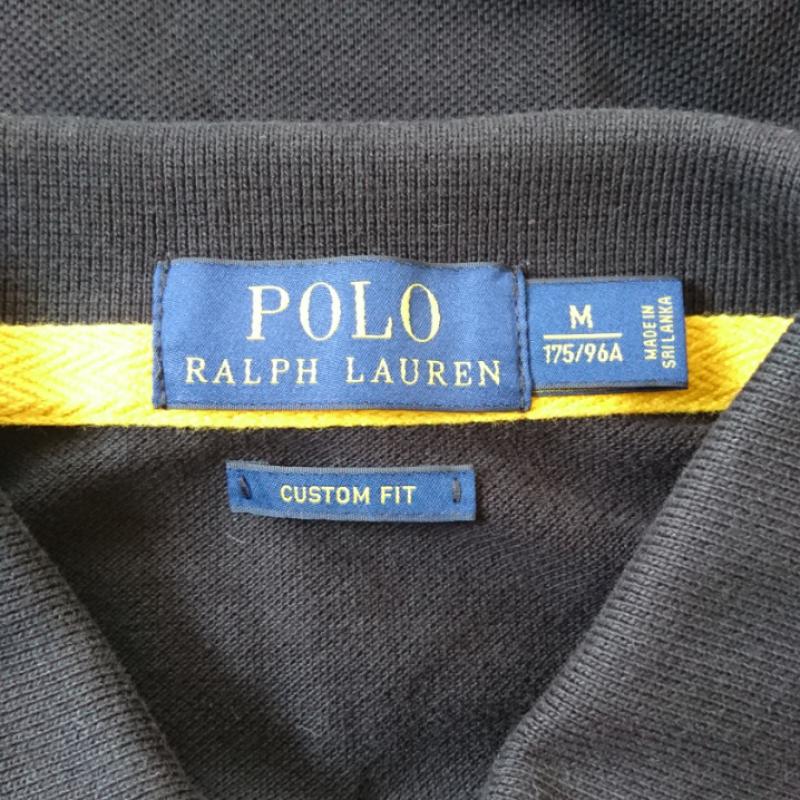 ポロラルフローレン POLO RALPH LAUREN ポロシャツ 半袖 M ロゴ、文字 X 無地 黒 / ブラック /  メンズ USED 古着 中古 10003428