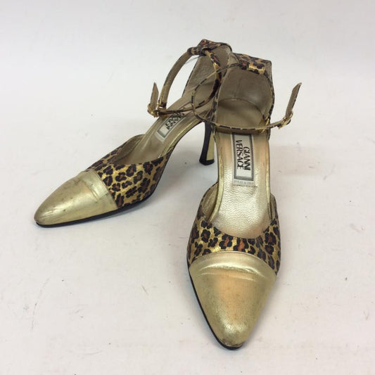 ジャンニヴェルサーチ GIANNI VERSACE ミュール ミュール 22.5cm ヒョウ柄・レオパード柄 金 / ゴールド / X 茶 / ブラウン / X ベージュ / ベージュ /  レディース USED 古着 中古 10004201