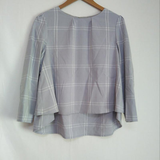 リアラ Reala カットソー 長袖 M チェック 白 / ホワイト / X 灰 / グレー /  レディース USED 古着 中古 10004370