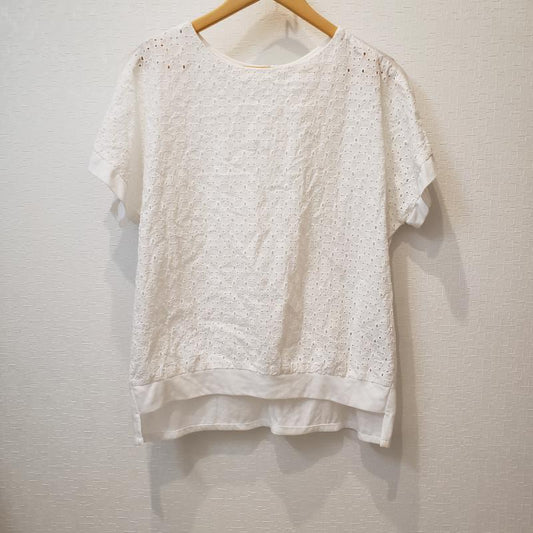 ヨーロ YOLO カットソー 半袖 38 無地 X 花柄 白 / ホワイト /  レディース USED 古着 中古 10004512