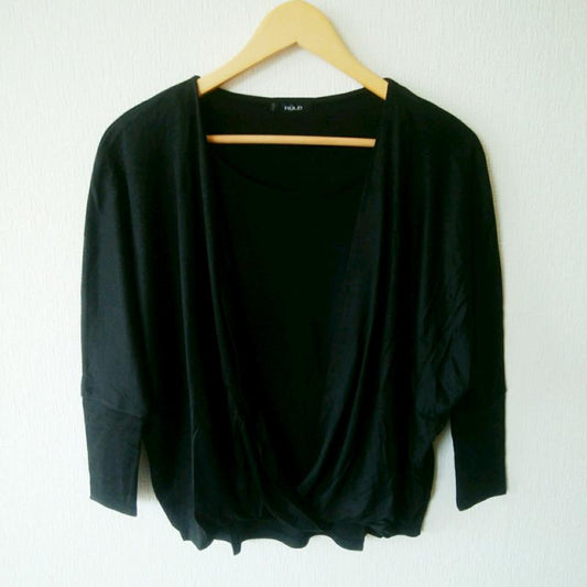 ルール RULe カットソー 長袖 カシュクールカットソー M 無地 黒 / ブラック /  レディース USED 古着 中古 10004571