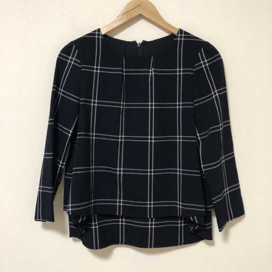 リアラ Reala カットソー 長袖 M チェック 紺 / ネイビー / X 白 / ホワイト /  レディース USED 古着 中古 10006039