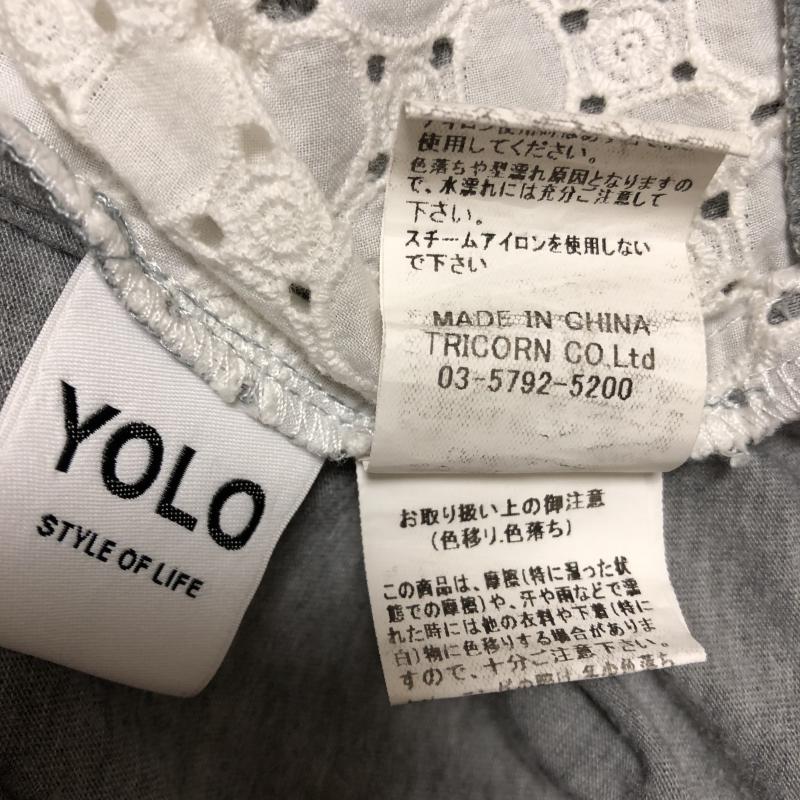 ヨーロ YOLO カットソー 半袖 36  白 / ホワイト / X 灰 / グレー /  レディース USED 古着 中古 10006169