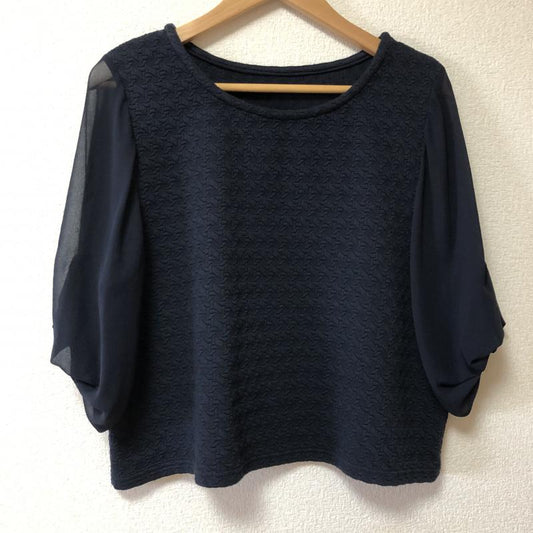 ヨーロ YOLO カットソー 七分袖 38 無地 紺 / ネイビー /  レディース USED 古着 中古 10006674