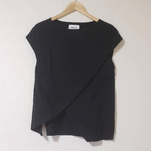 ヨーロ YOLO カットソー 半袖 40 無地 黒 / ブラック /  レディース USED 古着 中古 10007594