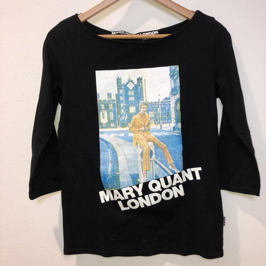 マリークヮントロンドン MARY QUANT LONDON カットソー 七分袖 M 無地 X ロゴ、文字 X プリント 黒 / ブラック / X 白 / ホワイト /  レディース USED 古着 中古 10008084