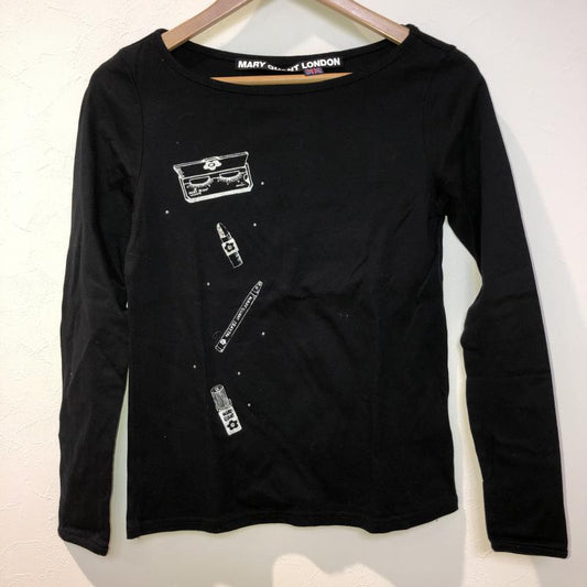マリークヮントロンドン MARY QUANT LONDON カットソー 長袖 M 無地 X プリント 黒 / ブラック / X 白 / ホワイト / X 銀 / シルバー /  レディース USED 古着 中古 10008086