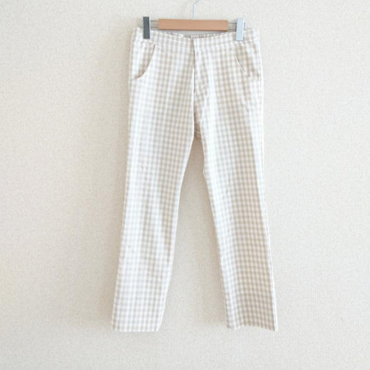ルスリー L'SULLY パンツ チノパン 38 チェック 白 / ホワイト / X ベージュ / ベージュ /  レディース USED 古着 中古 10008419