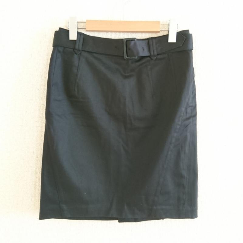 ラコステ LACOSTE スカート ひざ丈スカート 40 無地 黒 / ブラック /  レディース USED 古着 中古 10008444