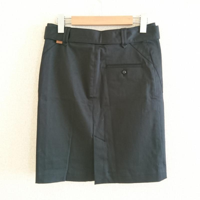 ラコステ LACOSTE スカート ひざ丈スカート 40 無地 黒 / ブラック /  レディース USED 古着 中古 10008444