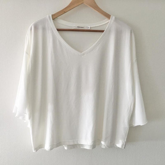 マウジー MOUSSY カットソー 七分袖 FREE 無地 白 / ホワイト /  レディース USED 古着 中古 10008585