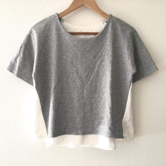 ブロードゥリー&コー Broderie & Co カットソー 半袖 FREE 無地 灰 / グレー / X 白 / ホワイト /  レディース USED 古着 中古 10008592