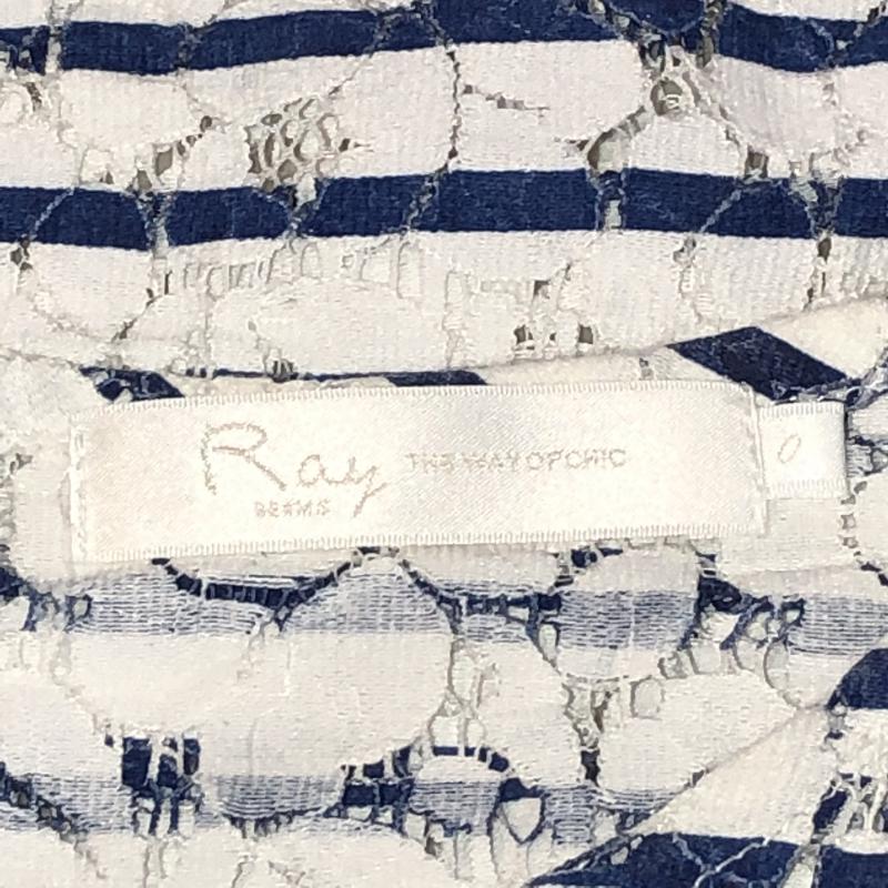 レイビームス Ray BEAMS シャツ、ブラウス 半袖 0 ボーダー柄 白 / ホワイト / X 青 / ブルー /  レディース USED 古着 中古 10008698