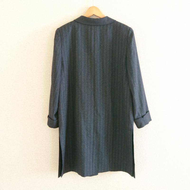 レリアン LEILIAN コート コート一般 ストライプ 灰 / グレー / X 白 / ホワイト /  レディース USED 古着 中古 10009769