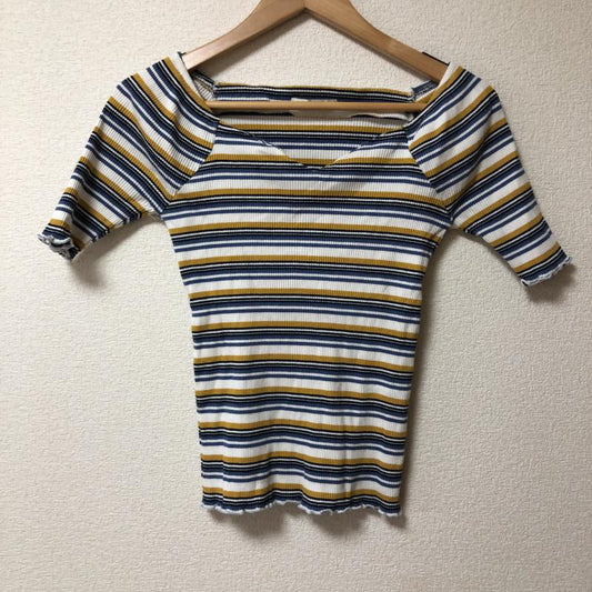 ナイスクラップ NICE CLAUP カットソー 半袖 FREE ボーダー柄 白 / ホワイト / X 青 / ブルー / X 黄 / イエロー /  レディース USED 古着 中古 10009780