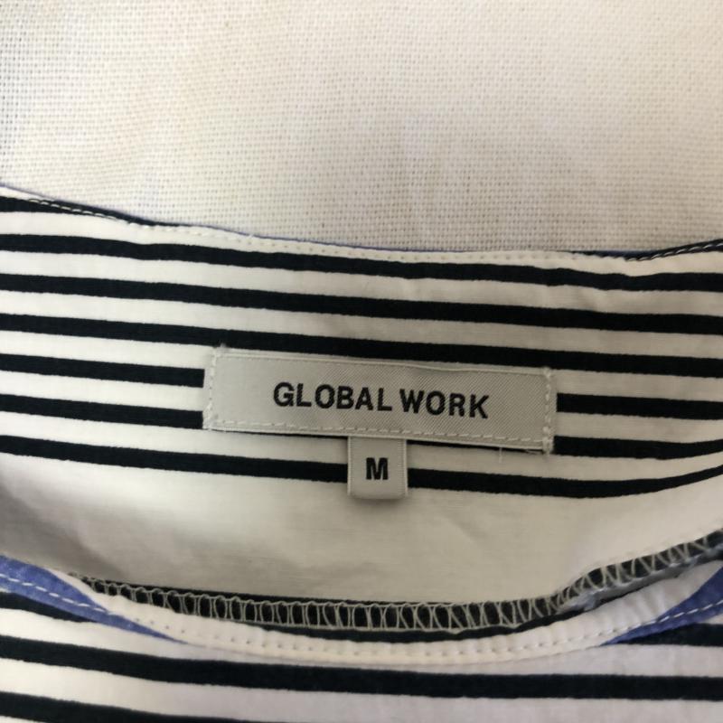 グローバルワーク GLOBAL WORK カットソー 七分袖 M ボーダー柄 白 / ホワイト / X 黒 / ブラック / X 青 / ブルー /  レディース USED 古着 中古 10009847