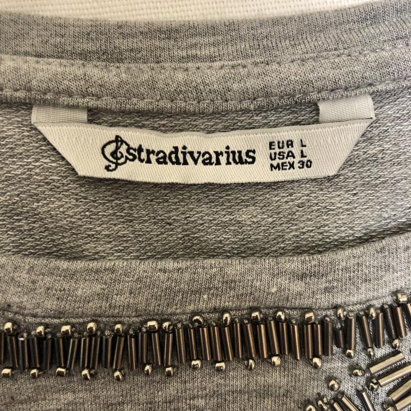 ストラディバリウス stradivarius カットソー 七分袖 L 無地 X  灰 / グレー / X 銀 / シルバー /  レディース USED 古着 中古 10010059