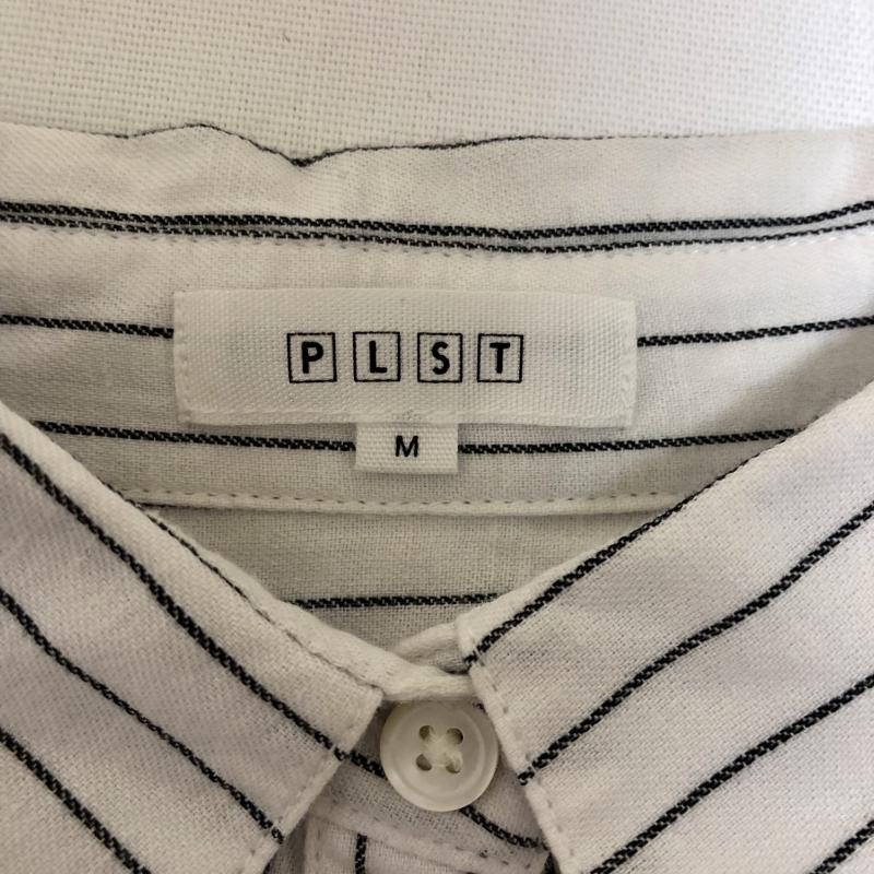 プラステ PLST シャツ、ブラウス 長袖 M ストライプ 白 / ホワイト / X 黒 / ブラック /  レディース USED 古着 中古 10010063