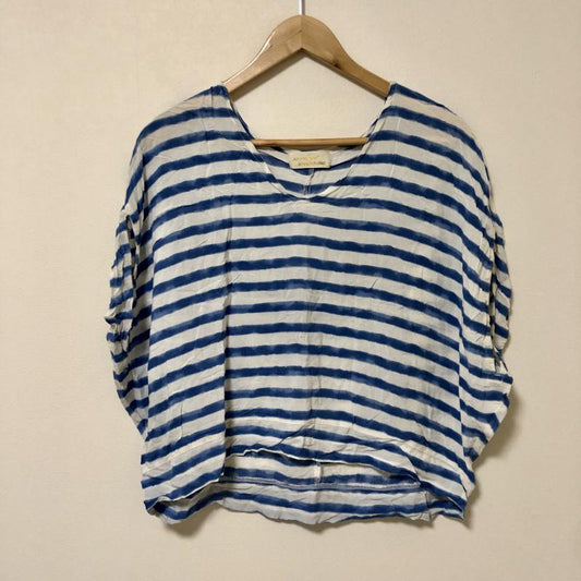 ダブルクローゼット w closet カットソー 半袖 FREE ボーダー柄 白 / ホワイト / X 青 / ブルー /  レディース USED 古着 中古 10010169