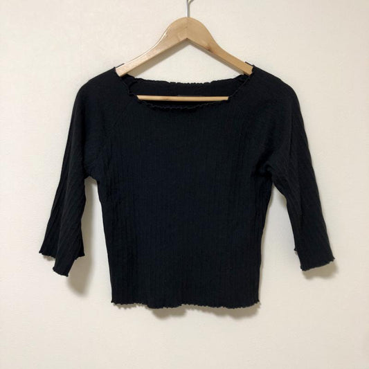 ダブルクローゼット w closet カットソー 七分袖 FREE 無地 黒 / ブラック /  レディース USED 古着 中古 10010172