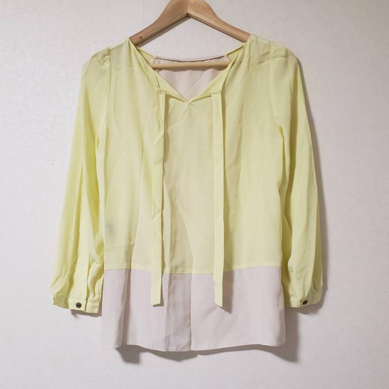 ボディードレッシングデラックス BODY DRESSING Deluxe シャツ、ブラウス 長袖 38 無地 白 / ホワイト / X 黄 / イエロー /  レディース USED 古着 中古 10010394