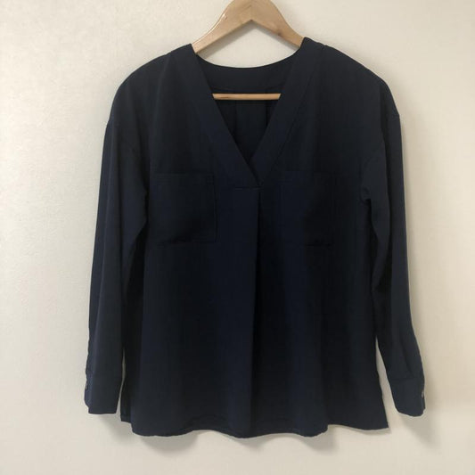 ナチュラルビューティーベーシック NATURAL BEAUTY BASIC カットソー 長袖 S 無地 紺 / ネイビー /  レディース USED 古着 中古 10010534