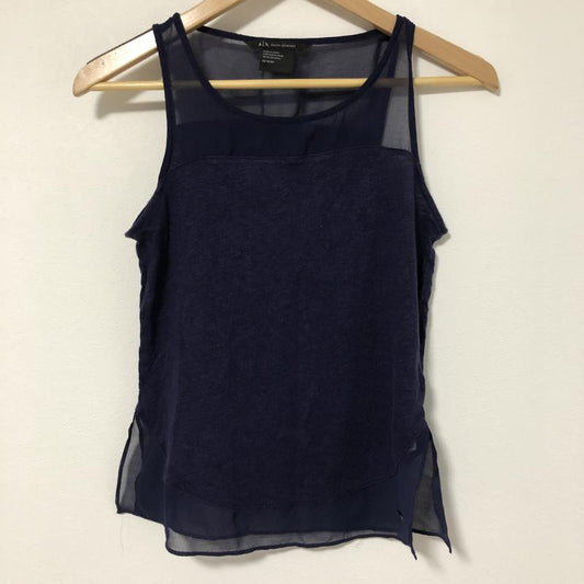 アルマーニエクスチェンジ A/X ARMANIEXCHANGE タンクトップ タンクトップ XS ワンポイント X 無地 紺 / ネイビー /  レディース USED 古着 中古 10010574
