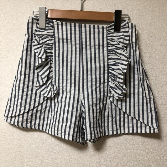 ザラベーシック ZARA BASIC パンツ キュロット S ストライプ 白 / ホワイト / X 紺 / ネイビー /  レディース USED 古着 中古 10010772